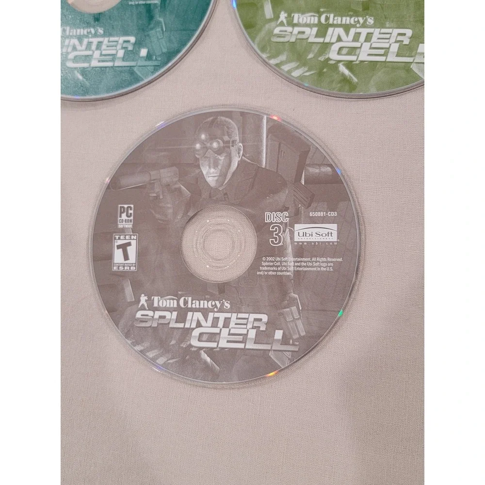 Tom Clancy's Splinter Cell PC CD-ROM Software 3-Disc Set Ubisoft Stealth‎ Action